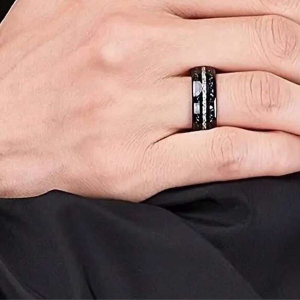 Elegant Black Stainless Steel Unixes Ring/Sold